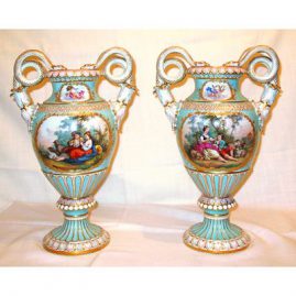 Pair of Meissen vases with Boucher scenes