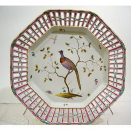 One of a pair of Meissen Marcolini reticulated bird chargers