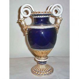 Meissen cobalt snake handled vase
