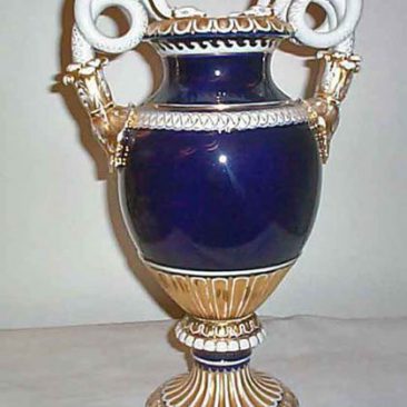 Meissen cobalt snake handled vase, Circa 1900, 15 inches, Sold