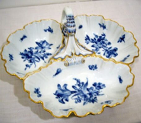 Meissen blue flowered bowl with three compartments