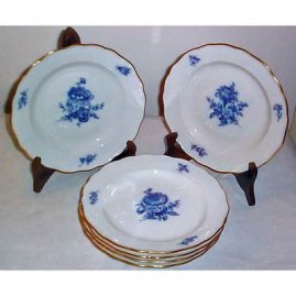 Six Meissen blue flowered luncheons