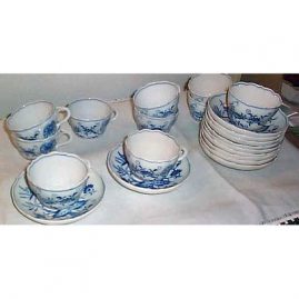 Meissen blue onion cups and saucers