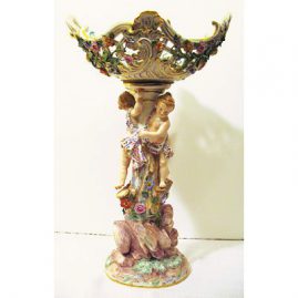 Other side of Meissen centerpiece of boy and girl