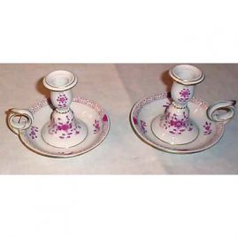 Meissen purple Indian chambersticks