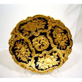 Meissen cobalt and gold charger,with profuse gold decoration