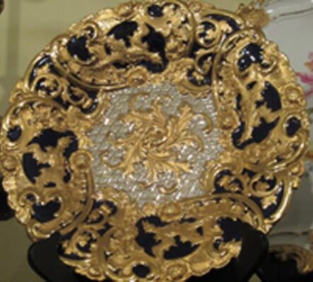 Fabulous Meissen cobalt and gold charger