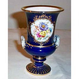 Meissen cobalt flowered vase with flowers