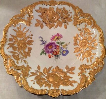 Meissen flowered and gilded charger