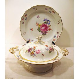 Meissen covered vegetable and under plate, late 19th century