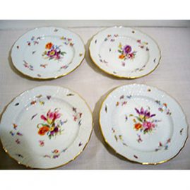 12 Meissen dessert plates each painted differently with different bugs and flowers