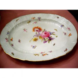 Beautiful Meissen platter painted with bugs and flowers