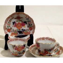 Set of six Meissen demitasse cups and saucers in rare pattern