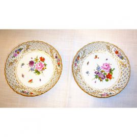 2 round reticulated Meissen bowls