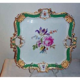 Meissen large square platter with flower bouquet