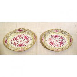 Pair of Meissen Purple Indian reticulated bowls