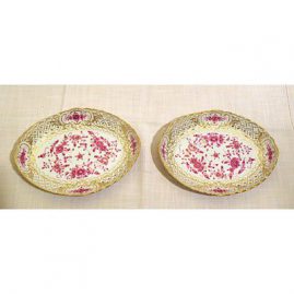 Pair of Meissen Purple Indian reticulated bowls