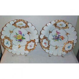 Pair of Meissen flowered chargers