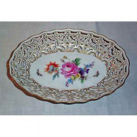 Meissen reticulated bowl with flowers and bugs