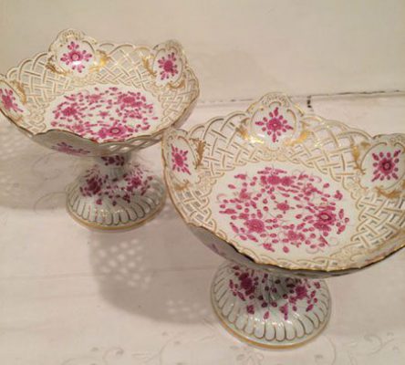 Meissen purple Indian reticulated compotes