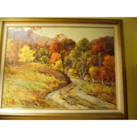 Oil on canvas by John F. Enser of an autumn scene