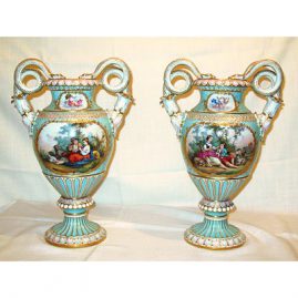 Pair of Meissen vases with Boucher scenes