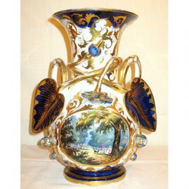 Old Paris Porcelain vase with beautiful scene of park