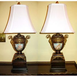 Pair of Sevres style lamps signed Collot, late 19th century