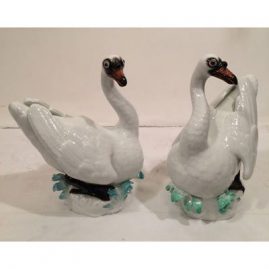 Rare large pair of Meissen swans.