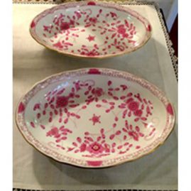 Pair of Meissen purple Indian oval serving bowls