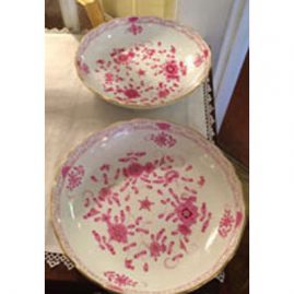 Pair of Meissen purple Indian round bowls,