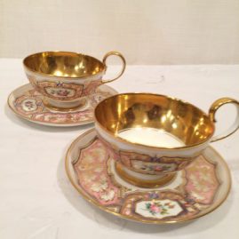 Eleven "Sevres" teacups and saucers