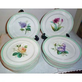 8 Paris Porcelain plates, all with different flowers