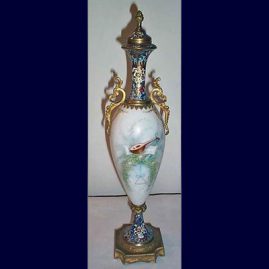 Back of "Sevres" urn with champleve enamel decoration