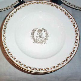 Close up of Sevres Louis Philippe wide rim soups