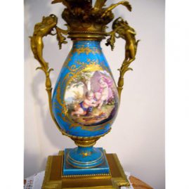 Sevres bronze and porcelain candlelabra