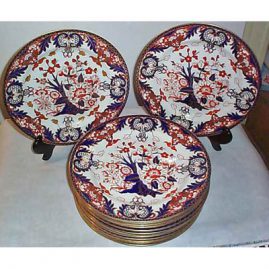 12 Royal Crown Derby dinners, 10 1/2 inches, ca-1893