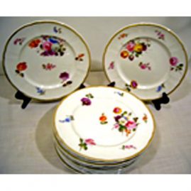 Set of 12 Davenport plates, each painted with different bouquets