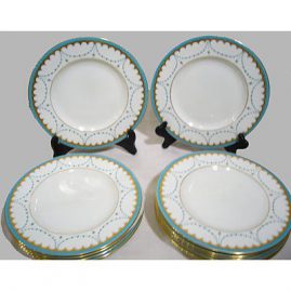 Set of 12 George Jones jeweled luncheon or dessert plates