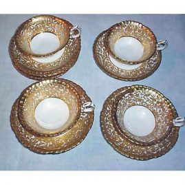 12 Hammersley cups and saucers with raised gilding