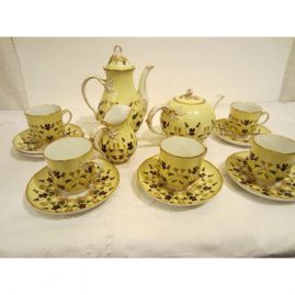 Rare Berlin KPM tea and coffee service, with raised enameling and raised gilding