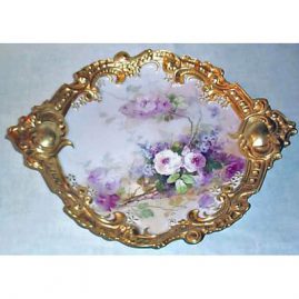 Limoges rose plaque in rare form