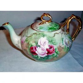 Limoges teapot with roses