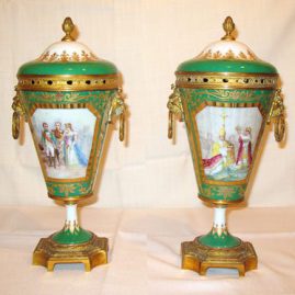 Pair of "Sevres" urns depicting the marriage of Napoleon and Josephine,