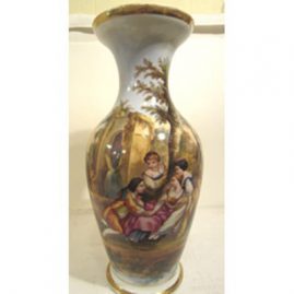 Large Paris Porcelain vase painted with a man courting a lovely lady. Circa-1880s.