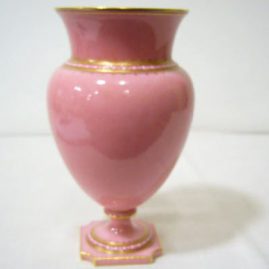 Sevres Pompadeur pink vase with white enamel jeweling