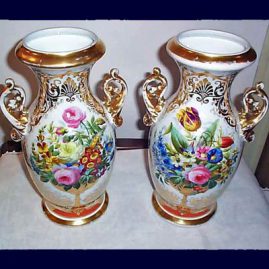 Pair of Paris Porcelain vases, beautifully painted