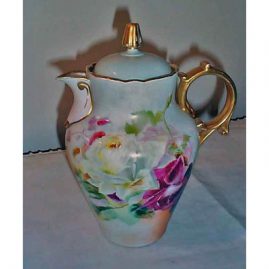 Limoges chocolate pot, Martial Redon, painted with roses