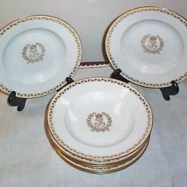 Six Sevres Louis Philippe wide rim soups