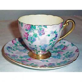 Shelley chintz cup and saucer set with irises